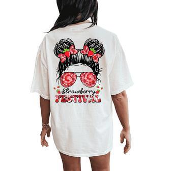 Strawberry Festival Fruit Lover Strawberries Girl Cute Women's Oversized Comfort T-Shirt Back Print - Monsterry UK