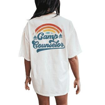 Summer Camp Counselor Staff Groovy Rainbow Camp Counselor Women's Oversized Comfort T-Shirt Back Print - Seseable