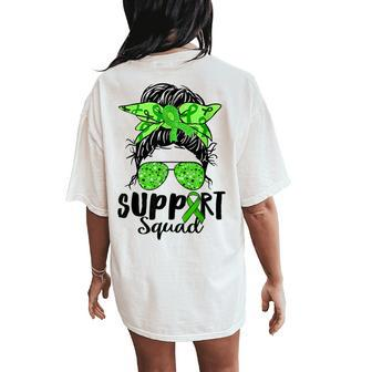 Support Squad Messy Bun Green Ribbon Mental Health Awareness Women's Oversized Comfort T-Shirt Back Print - Monsterry UK