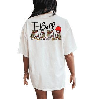 T Ball Mom Leopard Mother's Day Mama Ball Sport Player Women's Oversized Comfort T-Shirt Back Print | Mazezy