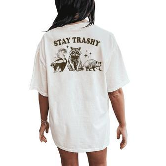Team Trash Stay Trashy Raccoons Opossums Possums Meme Women's Oversized Comfort T-Shirt Back Print - Seseable