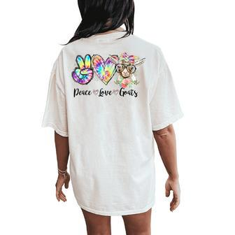 Tie Dye Peace Love Goats Farm Girl Goat Lover Women's Oversized Comfort T-Shirt Back Print - Thegiftio UK