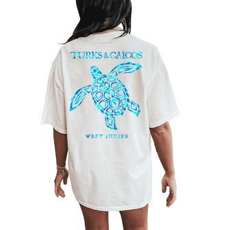 Turks And Caicos Islands Sea Turtle Boys Girls Souvenir Women's Oversized Comfort T-Shirt Back Print - Seseable
