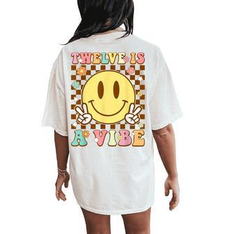 Twelve Is A Vibe 12Th Birthday Groovy 12 Year Old Boys Girls Women's Oversized Comfort T-Shirt Back Print - Seseable