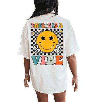 Twelve Is A Vibe 12Th Birthday Groovy Boys Girls 12 Year Old Women's Oversized Comfort T-Shirt Back Print | Mazezy