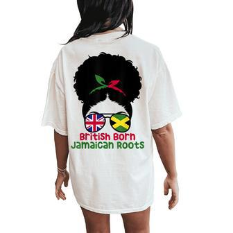 Uk British Grown Jamaican Roots Messy Bun Women's Oversized Comfort T-Shirt Back Print - Thegiftio UK