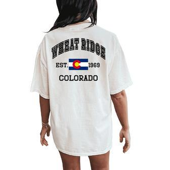 Vintage Wheat Ridge Colorado Co State Flag Women's Oversized Comfort T-Shirt Back Print | Mazezy CA