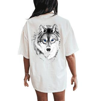 Vintage Wolf Wolf Lovers For Boys And Girls Women's Oversized Comfort T-Shirt Back Print - Monsterry DE