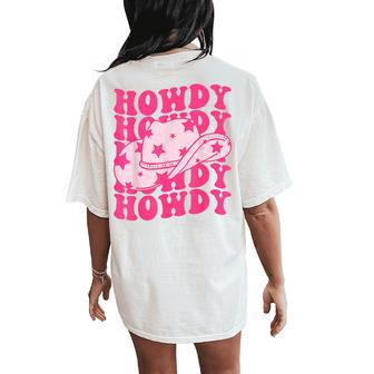 Western Country Rodeo Cowgirl Hat Girls Groovy Howdy Women's Oversized Comfort T-Shirt Back Print - Thegiftio UK