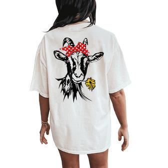 Women's Girls Goats Bandana Farm Animal Lover Goat Women's Oversized Comfort T-Shirt Back Print - Seseable