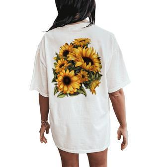 Yellow Sunflower Cute Summer Sun Flowers Floral Positivity Women's Oversized Comfort T-Shirt Back Print - Monsterry CA