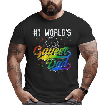 1 World's Gayest Dad Holiday Father Papa Pops Parent Hero Big and Tall Men T-shirt | Mazezy