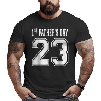 2023 New Dad Papa My First Father's Day Football Big and Tall Men T-shirt | Mazezy AU