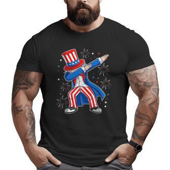 4Th Of July Dabbing Uncle Sam Costume Patriotic Big and Tall Men T-shirt | Mazezy