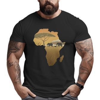 Africa Elephant Map Dad South Animal Big Five Safari Big and Tall Men T-shirt | Mazezy