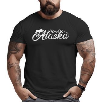 Alaska Moose Snowy Mountain Tourist Souvenir T Big and Tall Men T-shirt | Mazezy