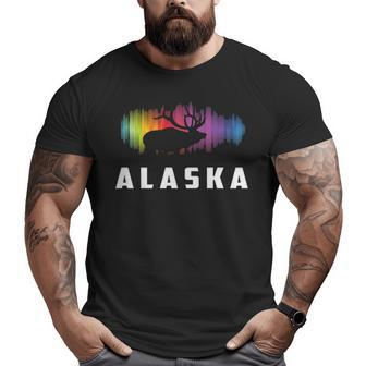 Alaska Reindeer Polar Lights And Moose Big and Tall Men T-shirt | Mazezy