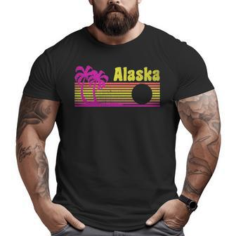 Alaska Tropical Neon Sunset Big and Tall Men T-shirt | Mazezy
