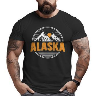 Alaska Vintage Mountains Sunrise Alaskan Pride Big and Tall Men T-shirt | Mazezy