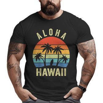 Aloha Hawaii Hawaiian Island Palm Beach Surfboard Surf Big and Tall Men T-shirt | Mazezy