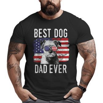 American Flag Best Dog Dad Ever Border Terrier Usa Big and Tall Men T-shirt | Mazezy