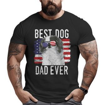 American Flag Best Dog Dad Ever Japanese Chin Usa Big and Tall Men T-shirt | Mazezy