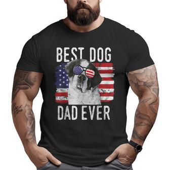 American Flag Best Dog Dad Ever St Bernard Usa Big and Tall Men T-shirt | Mazezy