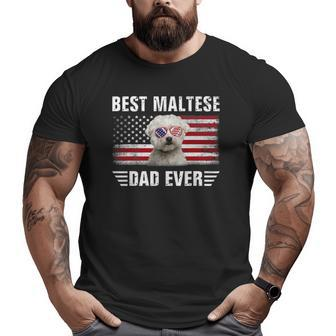 American Flag Best Maltese Dad Ever Tee Dog Dad Big and Tall Men T-shirt | Mazezy