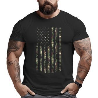 American Flag Camo For Men Proud Us Army Veteran Big and Tall Men T-shirt | Mazezy
