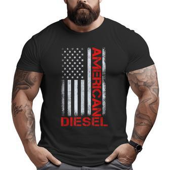American Flag Diesel Powered Mechanic Vintage Truck Driver Big and Tall Men T-shirt | Mazezy