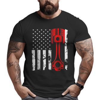 American Flag Piston Muscle Car Car Enthusiast Big and Tall Men T-shirt | Mazezy