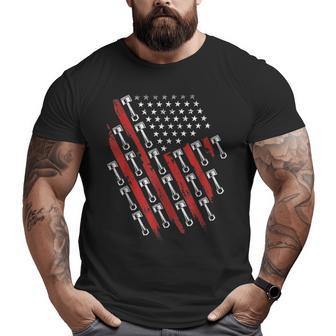 American Flag Piston Muscle Car Enthusiast Car Mechanic Big and Tall Men T-shirt | Mazezy