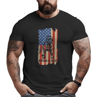 American Flag Pitbull Dad Cool Dog Daddy Patriot 4Th July Raglan Baseball Tee Big and Tall Men T-shirt | Mazezy