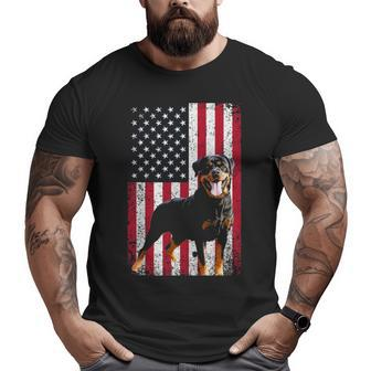 American Flag Rottweiler Dog Lover 4Th Of July Dog Big and Tall Men T-shirt | Mazezy