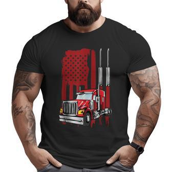 American Flag Semi Truck Driver Truck Lovers Trucker Big and Tall Men T-shirt | Mazezy CA
