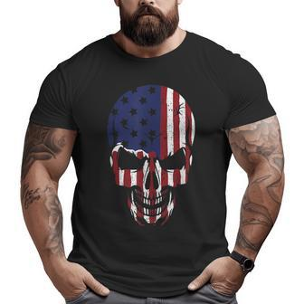 American Flag Skeleton Skull Head Big and Tall Men T-shirt | Mazezy