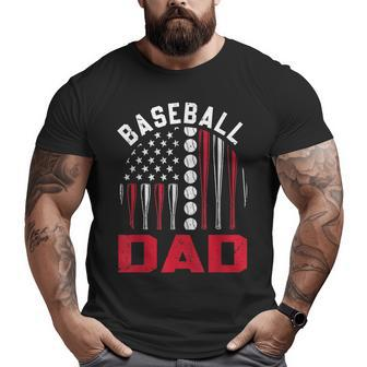 American Flag Softball Baseball Dad Ball Father's Day Big and Tall Men T-shirt | Mazezy