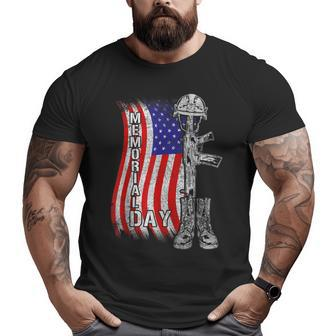 American Flag Veteran Memorial Day Patriotic Big and Tall Men T-shirt | Mazezy