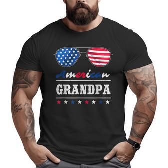 American Grandpa 4Th Of July Patriotism Usa Flag Sunglasses Big and Tall Men T-shirt | Mazezy
