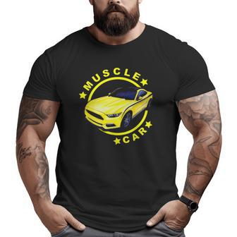 American Muscle Yellow Car Car Lover Big and Tall Men T-shirt | Mazezy