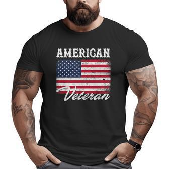 American Veteran Flag For Dad And Grandpa 4Th Of July Big and Tall Men T-shirt | Mazezy