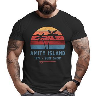 Amity Island Surf 1974 Surf Shop Sunset Surfing Vintage Big and Tall Men T-shirt | Mazezy
