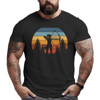 Archery Girl Archer Bow Vintage Retro Sunset Big and Tall Men T-shirt | Mazezy