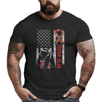 Autism Awareness Papaw Bear American Flag Autism Awareness Big and Tall Men T-shirt | Mazezy AU
