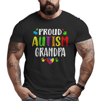 Autism Awareness Proud Autism Grandpa Hand Heart Puzzle Men Big and Tall Men T-shirt | Mazezy