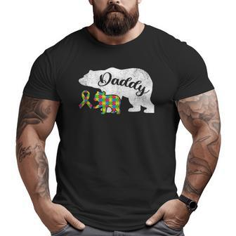 Autism Bear Daddy S Men's Autism Awareness Ribbon Dad Big and Tall Men T-shirt | Mazezy