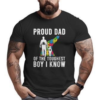 Autism Dad Autism Proud Dad Of The Toughest Boy Daddy Big and Tall Men T-shirt | Mazezy