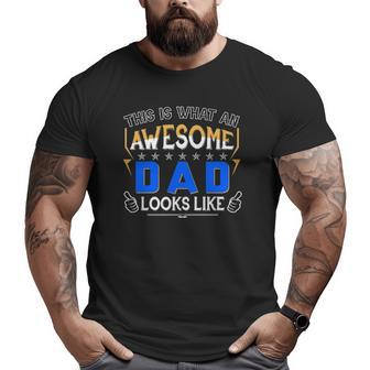 This Is What An Awesome Dad Looks Like Father's Day Dad Daddy Thumbs Up Sign Stars Big and Tall Men T-shirt | Mazezy AU