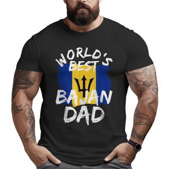 Bajan Dad World's Best Father From Barbados Island Flag Big and Tall Men T-shirt | Mazezy
