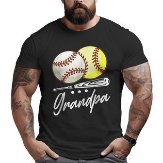 Ball Grandpa Baseball Softball Big and Tall Men T-shirt | Mazezy